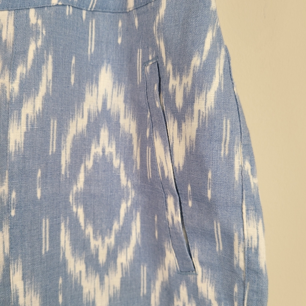Chico's Ikat Linen Pants blue white size 1 - Picture 4 of 9